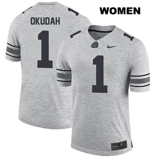 Ohio State Buckeyes Women's Jeffrey Okudah #1 Gray Authentic Nike College NCAA Stitched Football Jersey EY19P61PX
